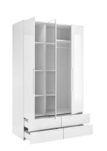 Kleiderschrank >Suzette< in Weiß - 126x208x57 (BxHxT)