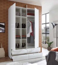 Kleiderschrank >Suzette< in Weiß - 126x208x57 (BxHxT)