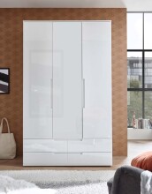 Kleiderschrank >Suzette< in Weiß - 126x208x57 (BxHxT)