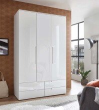 Kleiderschrank >Suzette< in Weiß - 126x208x57 (BxHxT)
