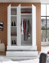 Kleiderschrank >Suzette< in Weiß - 126x208x57 (BxHxT)