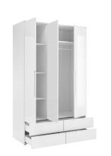 Kleiderschrank >Suzette< in Weiß - 126x208x57 (BxHxT)