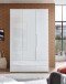 Kleiderschrank >Suzette< in Weiß - 126x208x57 (BxHxT)
