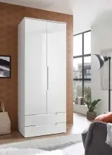 Kleiderschrank >Suzette< in Weiß - 84x208x57...