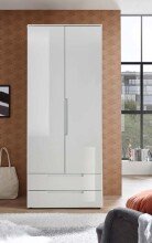 Kleiderschrank >Suzette< in Weiß - 84x208x57...