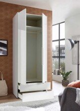 Kleiderschrank >Suzette< in Weiß - 84x208x57 (BxHxT)