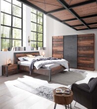 Massivholzbett >Mill< in Old Style - 197x101x221cm (BxHxT)