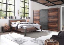 Massivholzbett >Mill< in Old Style - 197x101x221cm (BxHxT)