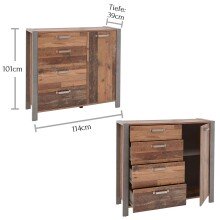 Kommode >Mill< in Old Style - 114x101x39cm (BxHxT)