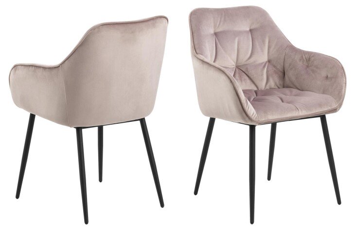 Armlehnstuhl >Brooke< (2er-Set) in Dusty Rose aus Metall,Stoff - 58x83x55cm (BxHxT)