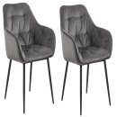Armlehnstuhl >Brooke< (2er-Set) in Dunkelgrau aus Metall,Stoff - 58x83x55cm (BxHxT)