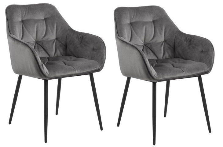Armlehnstuhl >Brooke< (2er-Set) in Dunkelgrau aus Metall,Stoff - 58x83x55cm (BxHxT)