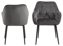 Armlehnstuhl >Brooke< (2er-Set) in Dunkelgrau aus Metall,Stoff - 58x83x55cm (BxHxT)