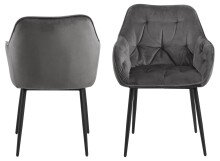 Armlehnstuhl >Brooke< (2er-Set) in Dunkelgrau aus Metall,Stoff - 58x83x55cm (BxHxT)