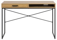 Schreibtisch >Carney< in Wildeiche aus Metall - 110x75x45cm (BxHxT)