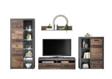 Wohnwand >Johannes< in Old Style dunkel - 320x190x39cm (BxHxT)