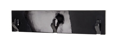 Garderobenhaken >Edgar 3< in Schwarz aus MDF, Massivholz - 44x10x2cm (BxHxT)