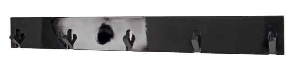 Garderobenhaken >Edgar 5< in Schwarz aus MDF, Massivholz - 82x10x2cm (BxHxT)