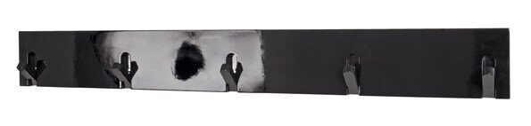 Garderobenhaken >Edgar 5< in Schwarz aus MDF, Massivholz - 82x10x2cm (BxHxT)