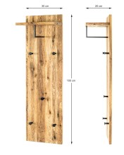 Garderobenleiste >Torino Oak 13< in eiche geölt-schwarz - 30x100x20 (BxHxT)