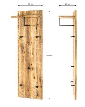 Garderobenleiste >Torino Oak 13< in eiche geölt-schwarz - 30x100x20 (BxHxT)