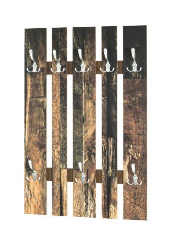 Wandgarderobe >Parkett 5< in natur-Edelstahloptik - 65x100x9 (BxHxT)