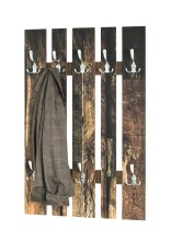 Wandgarderobe >Parkett 5< in natur-Edelstahloptik - 65x100x9 (BxHxT)