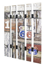 Wandgarderobe >Route 3< in vintage aus MDF, Stahl -...