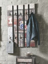 Wandgarderobe >Route 3< in vintage aus MDF, Stahl - 65x100x9cm (BxHxT)