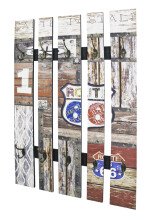 Wandgarderobe >Route 3< in vintage aus MDF, Stahl -...