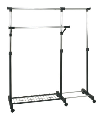 Kleiderständer >Lola< in chrom-schwarz aus Stahl, Kunststoff - 94x103x49 (BxHxT)