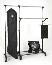 Kleiderständer >Lola< in chrom-schwarz aus Stahl, Kunststoff - 94x103x49 (BxHxT)