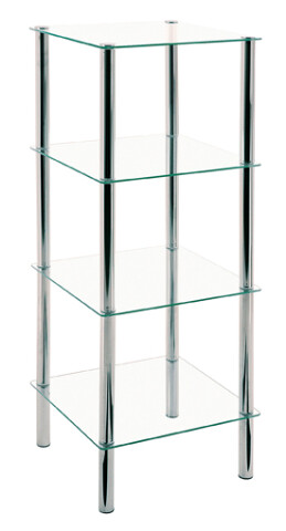 Regal >Emden< in Chrom aus Stahl, Glas - 39x107x39cm (BxHxT)