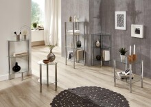 Regal >Emden< in Chrom aus Stahl, Glas -...