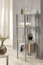 Regal >Emden< in Chrom aus Stahl, Glas - 39x107x39cm (BxHxT)