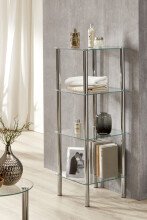 Regal >Emden< in Chrom aus Stahl, Glas - 39x107x39cm (BxHxT)