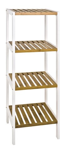 Regal >Lena< in weiß-natur aus MDF, Bambus - 35x112x33cm (BxHxT)