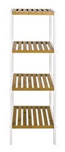 Regal >Lena< in weiß-natur aus MDF, Bambus - 35x112x33cm (BxHxT)