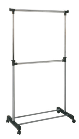 Kleiderständer >Buddy< in alu-chrom-grau - 90x120x43 (BxHxT)