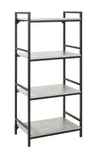 Regal >Sandro< in schwarz-Betonoptik aus Stahl, MDF - 60x140x40cm (BxHxT)