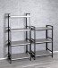 Regal >Sandro< in schwarz-Betonoptik aus Stahl, MDF - 60x140x40cm (BxHxT)
