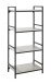 Regal >Sandro< in schwarz-Betonoptik aus Stahl, MDF - 60x140x40cm (BxHxT)