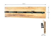 Garderobe >Torino Oak 9< in eiche geölt-schwarz - 60x15x6 (BxHxT)