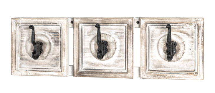 Wandgarderobe >Shabby< in vintage aus Massivholz, Metall - 58x18x9cm (BxHxT)