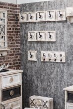 Wandgarderobe >Shabby< in vintage aus Massivholz, Metall - 58x18x9cm (BxHxT)