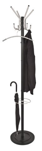 Garderobenständer >Janosch< in schwarz-alu aus Stahlrohr - 182cm (H)