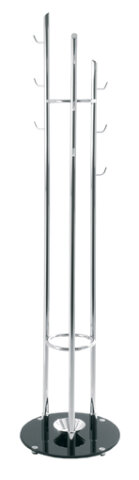 Garderobenständer >Nerix< in Chrom aus Stahl, Glas - 183cm (H)