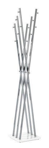 Garderobenständer >Owen< in chrom-weiß aus Stahlrohr, Metall - 35x186x35 (BxHxT)