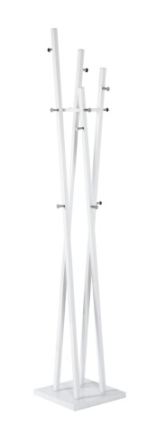 Garderobenständer >Nane< in weiß-chrom aus Stahlrohr, Metall - 35x192x35 (BxHxT)