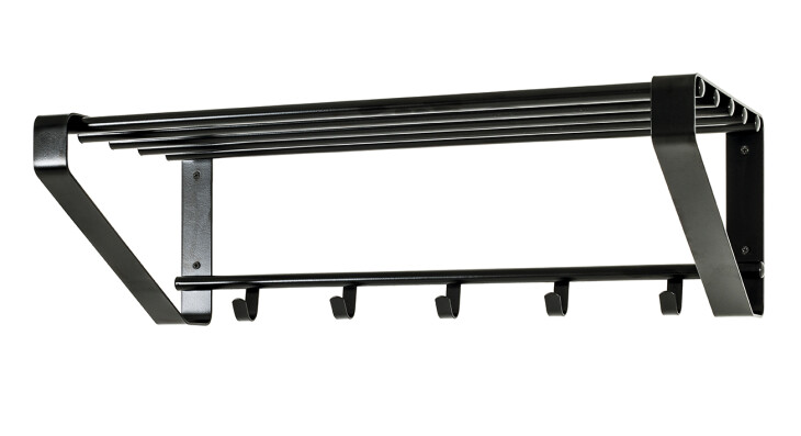 Garderobenhaken >Falko< in Schwarz aus Metall - 65x20x30cm (BxHxT)
